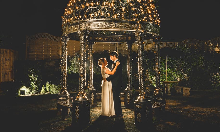 Twilight wedding evening photo in Cardiff