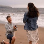 Engagement on a beach, between a man and woman